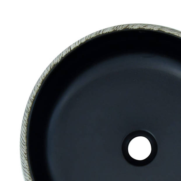 vidaXL Opzetwasbak rond F41x14 cm keramiek zwart en grijs