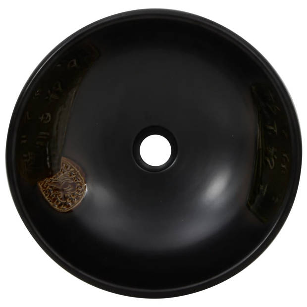 vidaXL Opzetwasbak rond F41x14 cm keramiek zwart