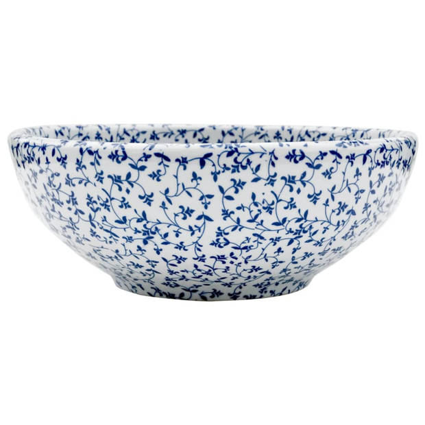 vidaXL Opzetwasbak rond F41x14 cm keramiek wit en blauw