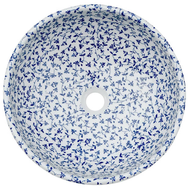 vidaXL Opzetwasbak rond F41x14 cm keramiek wit en blauw