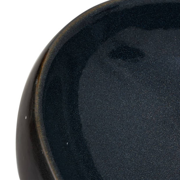 vidaXL Opzetwasbak ovaal 59x40x15 cm keramiek zwart en blauw