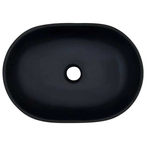 vidaXL Opzetwasbak ovaal 47x33x13 cm keramiek zwart en grijs