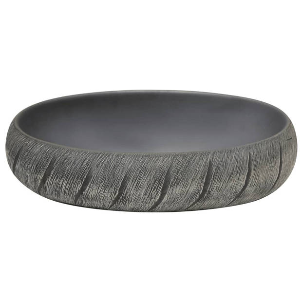 vidaXL Opzetwasbak ovaal 59x40x15 cm keramiek zwart en grijs