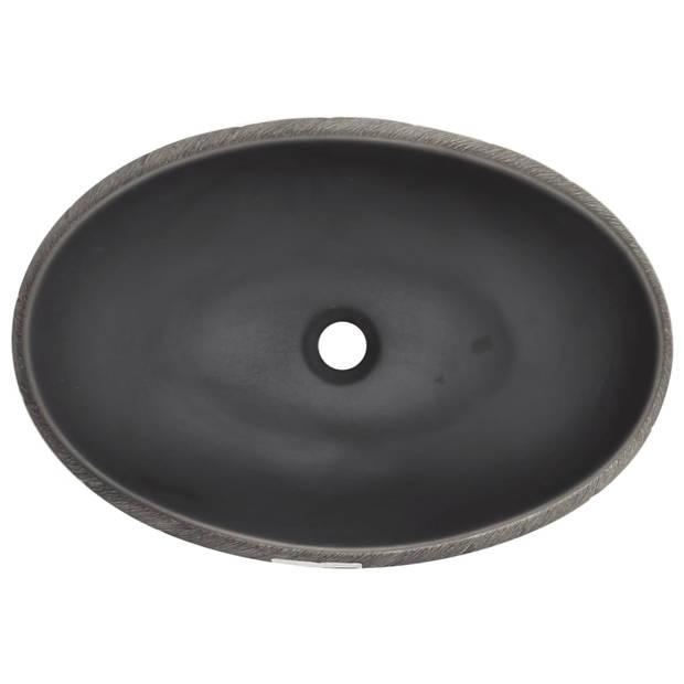 vidaXL Opzetwasbak ovaal 59x40x15 cm keramiek zwart en grijs