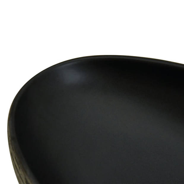 vidaXL Opzetwasbak ovaal 59x40x14 cm keramiek grijs en zwart