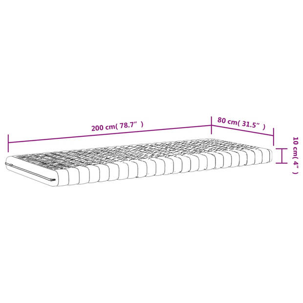 vidaXL Schuimmatras 7 zones hardheid 20 ILD 80x200 cm wit