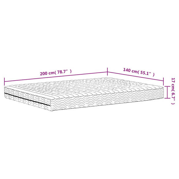 vidaXL Schuimmatras hardheid H2 H3 140x200 cm wit