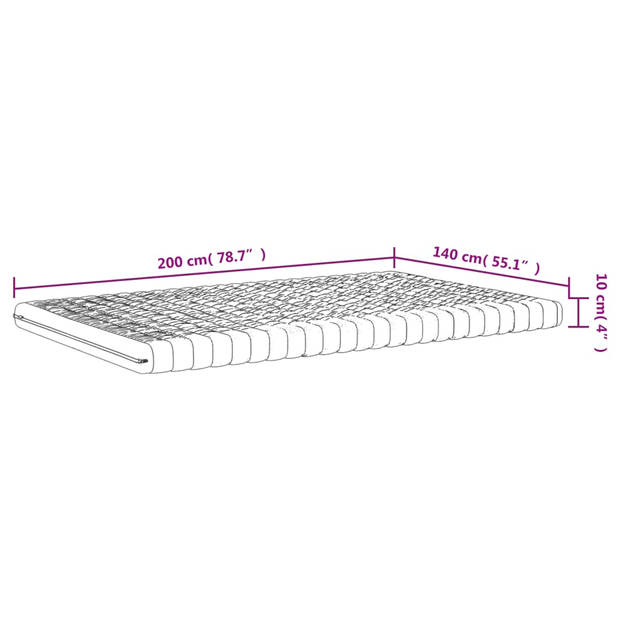 vidaXL Schuimmatras 7 zones hardheid 20 ILD 140x200 cm wit