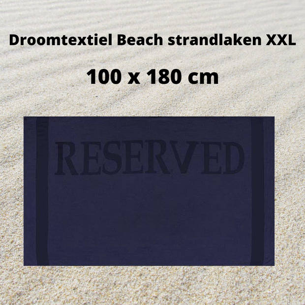 Droomtextiel Strandlaken Reserved Navy Blauw 100x180 cm - Extra Groot - 100% Katoen - Heerlijk Zacht