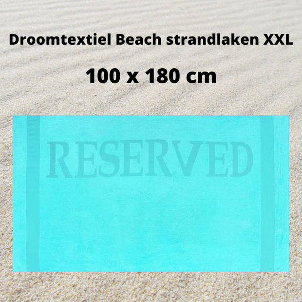 Droomtextiel Strandlaken Reserved Aqua 100x180 cm - Extra Groot - 100% Katoen - Heerlijk Zacht - Hoogwaardige Kwaliteit
