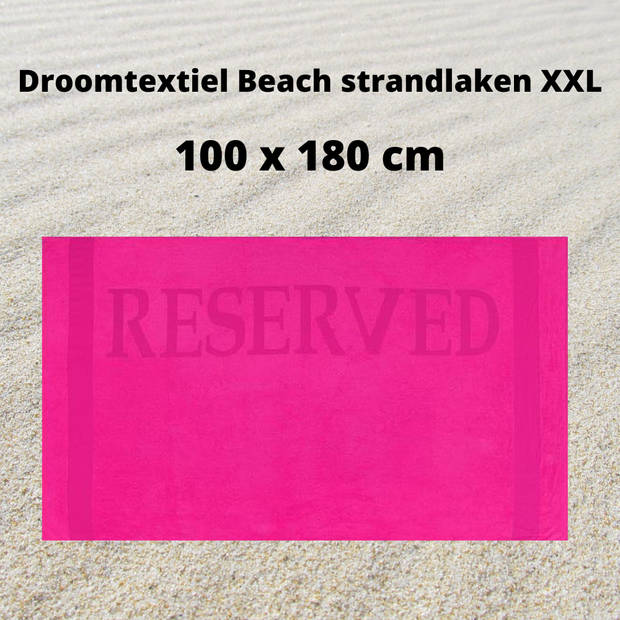 Droomtextiel Strandlaken Reserved Fuchsia 100x180 cm - Extra Groot - 100% Katoen - Heerlijk Zacht