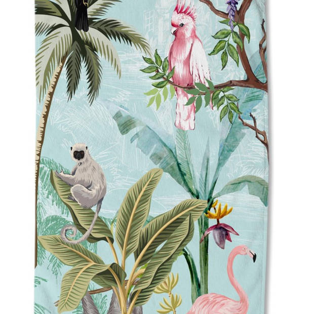 Droomtextiel Flamingo Toekan Luiaard Mint Kinder Strandlaken - Handdoek 75x150 cm - Heerlijk Zacht - Velours