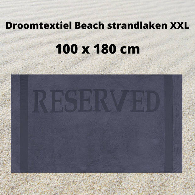 Droomtextiel Strandlaken Reserved Antraciet 100x180 cm - Extra Groot - 100% Katoen - Heerlijk Zacht