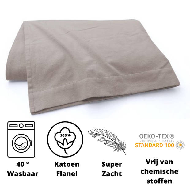 Droomtextiel Flanellen laken Zand - Eenpersoons 150x260 cm - 100% Katoen - Heerlijk Warm - Super Zacht -