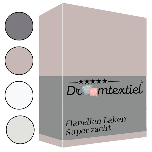 Droomtextiel Flanellen laken Zand - Eenpersoons 150x260 cm - 100% Katoen - Heerlijk Warm - Super Zacht -