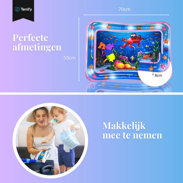 Tenify Waterspeelmat - Watermat - Speelkleed - Opblaasbaar - Tummy Time - Baby Speelgoed 0 Jaar - Kraamcadeau - Roze