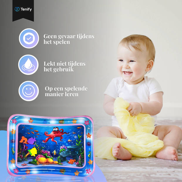 Tenify Waterspeelmat - Watermat - Speelkleed - Opblaasbaar - Tummy Time - Baby Speelgoed 0 Jaar - Kraamcadeau - Roze