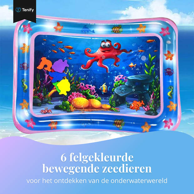 Tenify Waterspeelmat - Watermat - Speelkleed - Opblaasbaar - Tummy Time - Baby Speelgoed 0 Jaar - Kraamcadeau - Roze