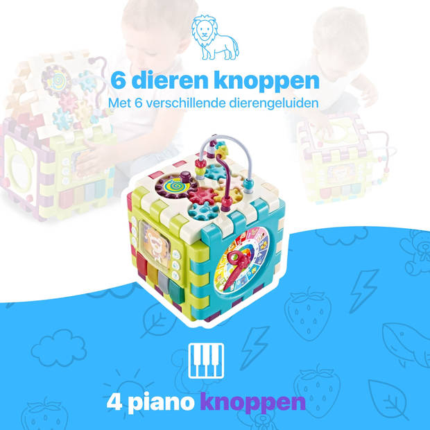 Tenify 6 in 1 Activiteiten Kubus - met Muziek - 6 Speelvlakken - Activity Center Baby - Speelgoed - 0, 1, 2, 3, 4 Jaar