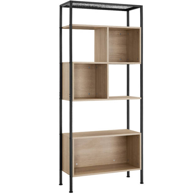 tectake - Wandrek wandkast boekenkast Hastings - 75x31x170,5cm - industrieel - lichtbruin - 404711