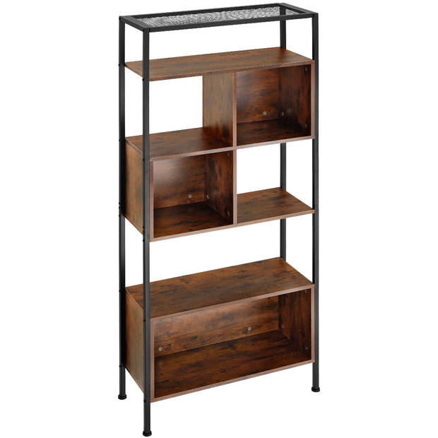 tectake - Wandrek wandkast boekenkast Hastings 75x31x170,5cm - industrieel - donkerbruin - 404710