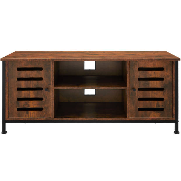 tectake - TV-meubel TV-kast dressoir Carlow - industrieel - donkerbruin - 110x41,5x50,5cm - 404716