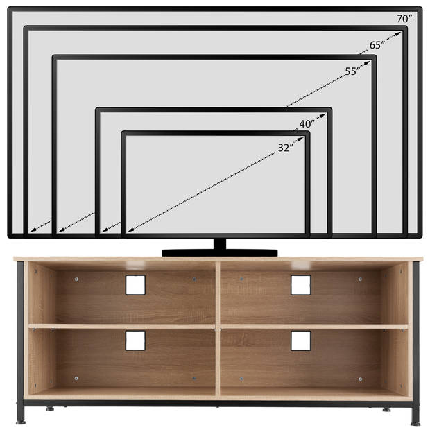 tectake - TV-meubel TV-kast Navan - 147x41x60,5cm - industrieel - lichtbruin - 404719