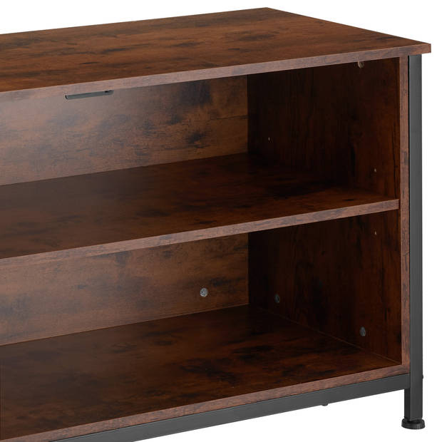 tectake - TV-meubel TV-kast dressoir Navan - 147x41x60,5cm - inductrieel - donkerbruin - 404718