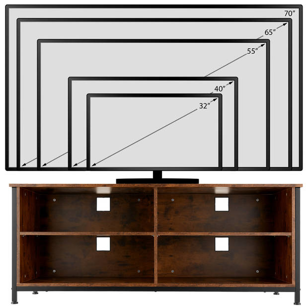 tectake - TV-meubel TV-kast dressoir Navan - 147x41x60,5cm - inductrieel - donkerbruin - 404718