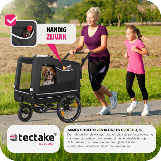 tectake Hondenkar WoofRider- zwart- veelzijdig, inklapbaar, tot 40 kg - hondenbuggy hondenwagen