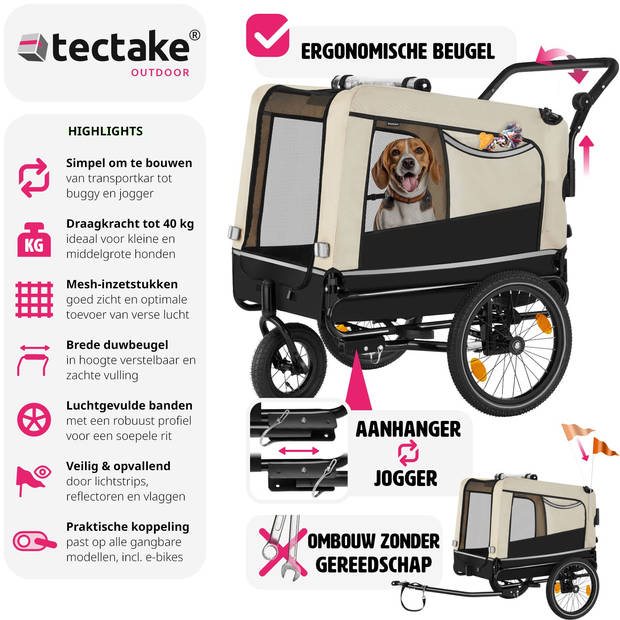 tectake Hondenkar WoofRider, veelzijdig, inklapbaar, tot 40 kg - hondenbuggy hondenwagen