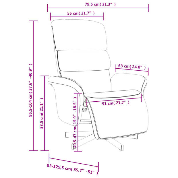 vidaXL Fauteuil verstelbaar met voetensteun stof zwart