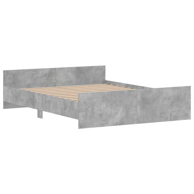 vidaXL Bedframe met hoofd- en voeteneinde betongrijs 140x200 cm