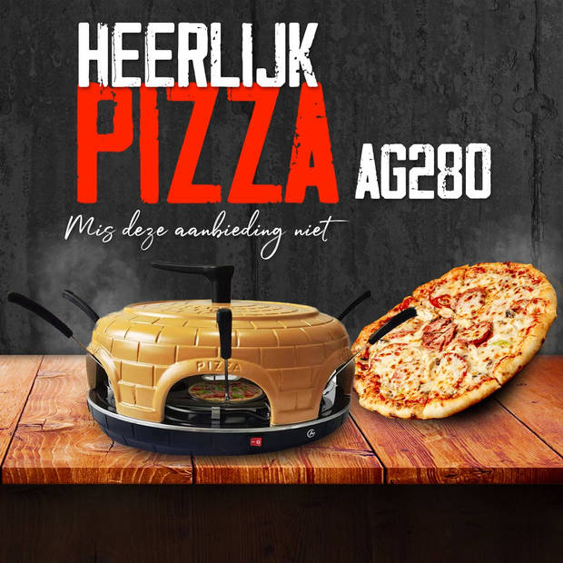 AG280 6 personen- Elecktrische Pizzaovens - Pizza oven- Pizzasteen - Pizza Gourmetstel - 6 Geïsoleerde bak spatels