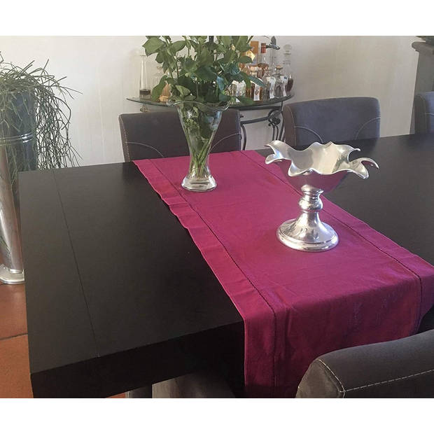 Kerst Tafelloper 45 x 150 cm Bordeaux Rood & Zilver