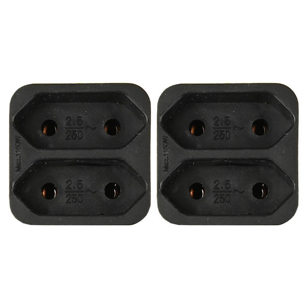 Benson Stopcontact splitter - 2x - duo - zwart - voor 2 platte stekkers - Verdeelstekkers