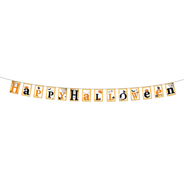 Feestdecoratie Happy Halloween slinger 3 meter - Vlaggenlijnen