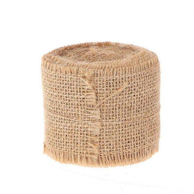 HBX Natural Living Decoratie lint - 2x rolletjes - jute - 500 x 5 cm - Cadeaulinten