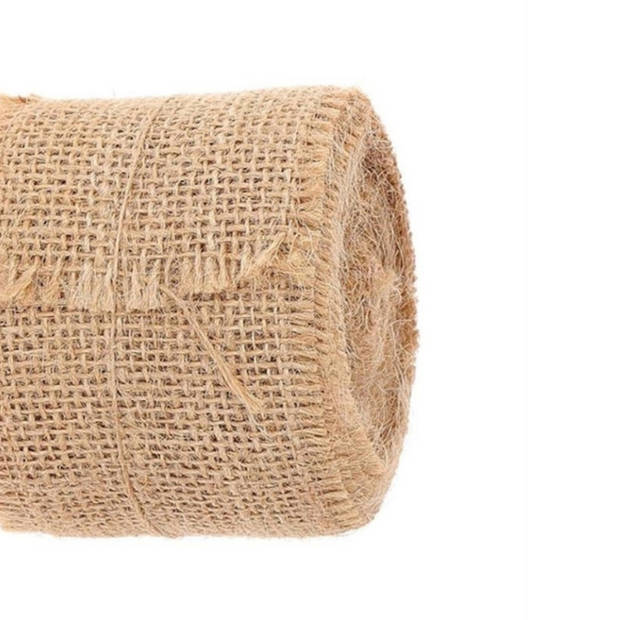 HBX Natural Living Decoratie lint - 2x rolletjes - jute - 500 x 5 cm - Cadeaulinten