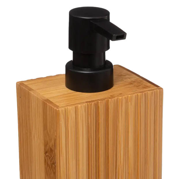 5Five Zeeppompje/dispenser Bamboo Lotion - lichtbruin/zwart - 8 x 17 cm - 280 ml - hout - Zeeppompjes