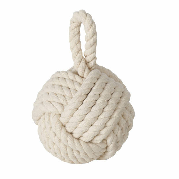 Boltze deurstopper knoop - 2x - 1.5 kilo - creme witA - jute - 23 x 15 cm - Deurstoppers