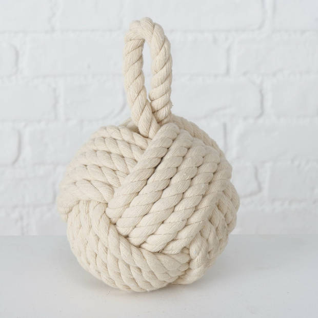 Boltze deurstopper knoop - 2x - 1.5 kilo - creme witA - jute - 23 x 15 cm - Deurstoppers