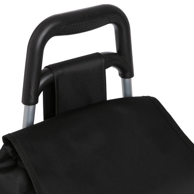 5Five Boodschappen trolley tas - inhoud 30 liter - zwart - met wielen - Boodschappentas -A 35 x 28 x 92 cm - Boodschappe