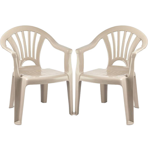 Plasticforte Kinderstoel - 4x stuks - kunststof - beige - 35 x 28 x 50 cm - tuin/camping/slaapkamer - Kinderstoelen