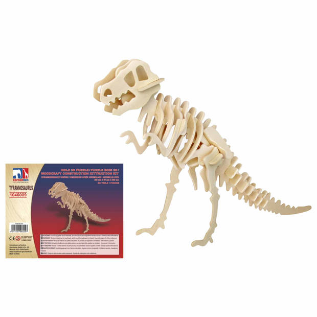 Houten 3D dino puzzel bouwpakket set T-rex en styracosaurus - 3D puzzels