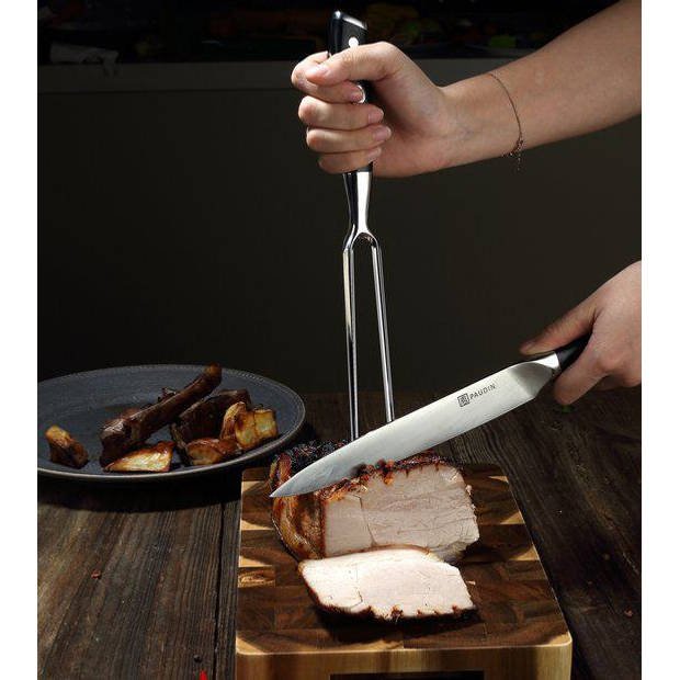 Paudin D9 Professioneel Vleesmes en Vleesvork Set 20 cm - Japanse Trancheerset - Vleesmes + Vleesvork -