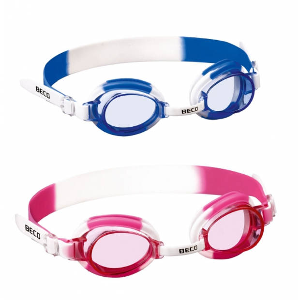 Kinder zwembril met siliconen bandje blauw/wit - Zwembrillen