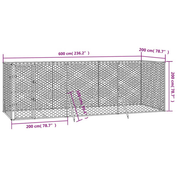 The Living Store The Living Store Hondenkennel - 6 x 2 x 2 m - Gegalvaniseerd staal