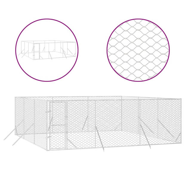 The Living Store Hondenkennel Buiten - 6 x 6 x 2 m - Stevige Gegalvaniseerde Staalconstructie - Afsluitbare Deur -