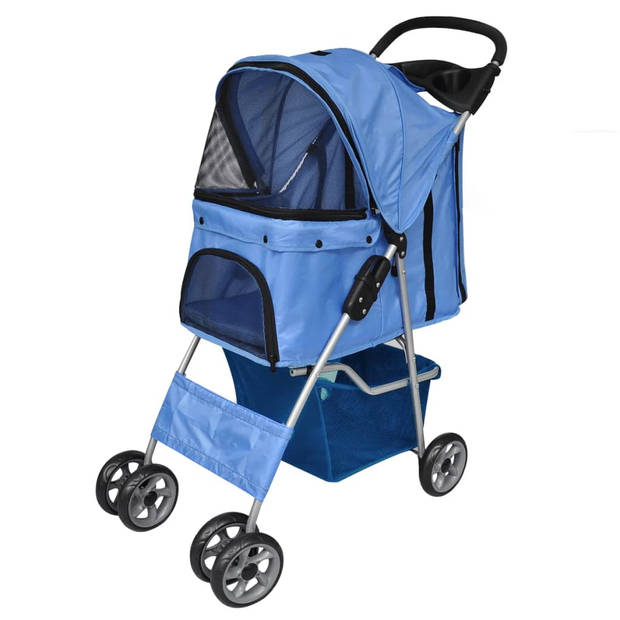 The Living Store Huisdierenbuggy - Blauw - 37 x 80 x 99 - Waterafstotend en scheur- en weerbestendig